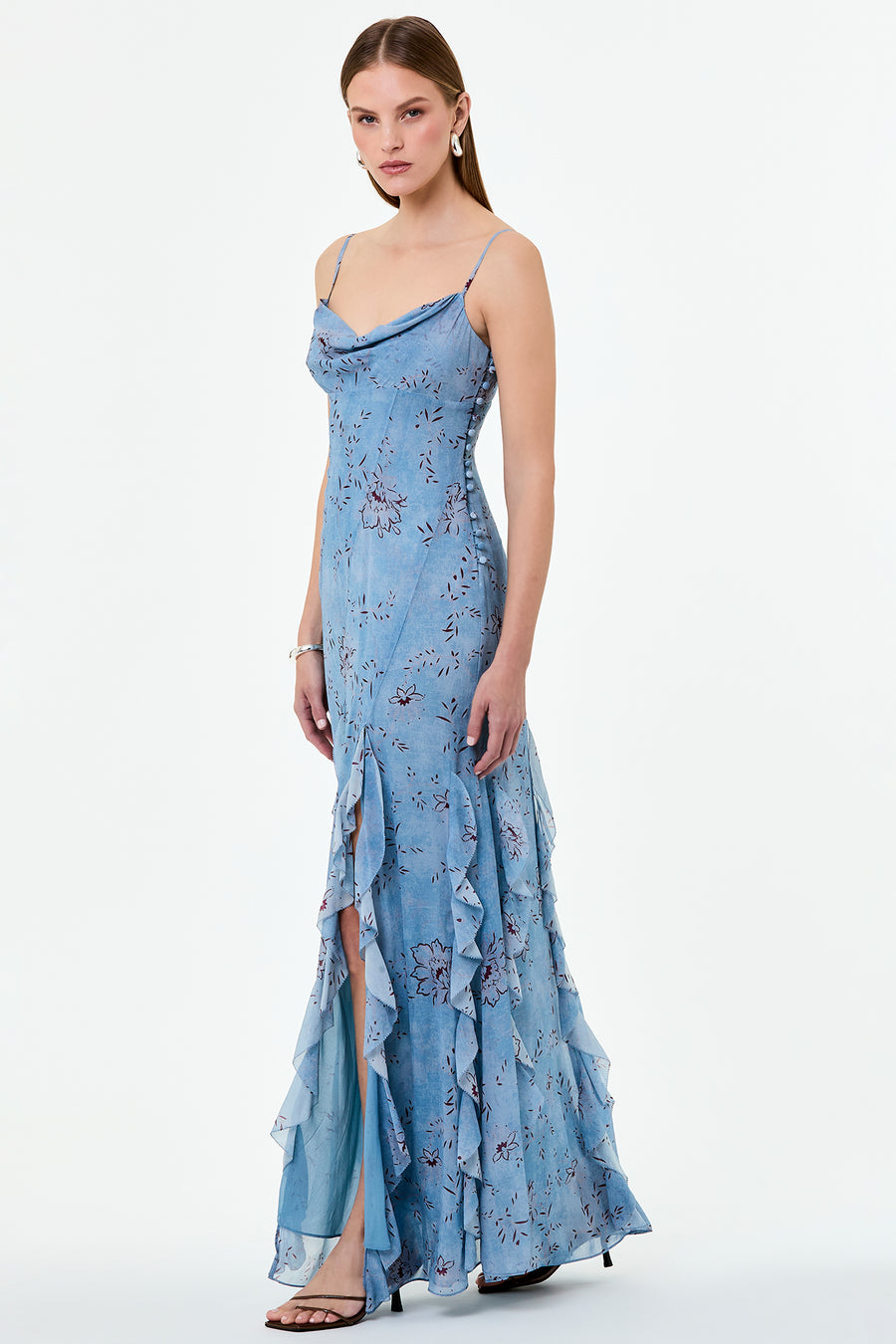 KAMILA DRESS - WISTERIA FLORAL BLUE SMOKE