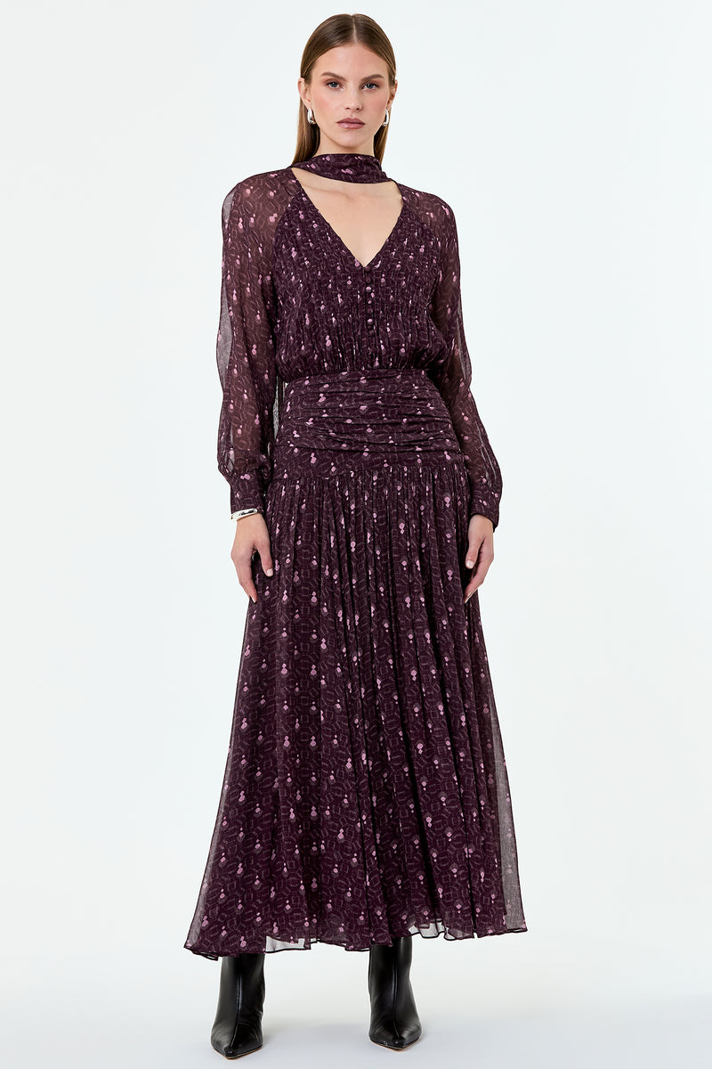 DRAYA DRESS - OPAL GEO PLUM