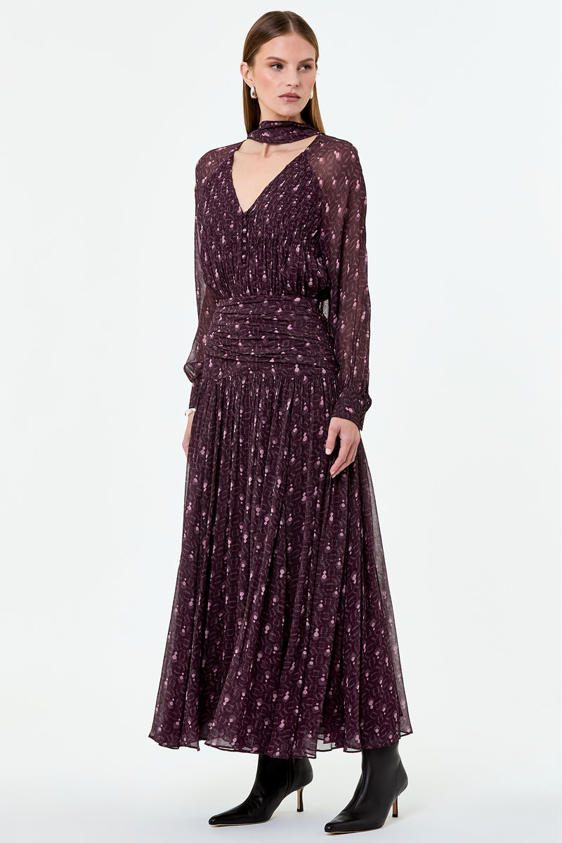 DRAYA DRESS - OPAL GEO PLUM