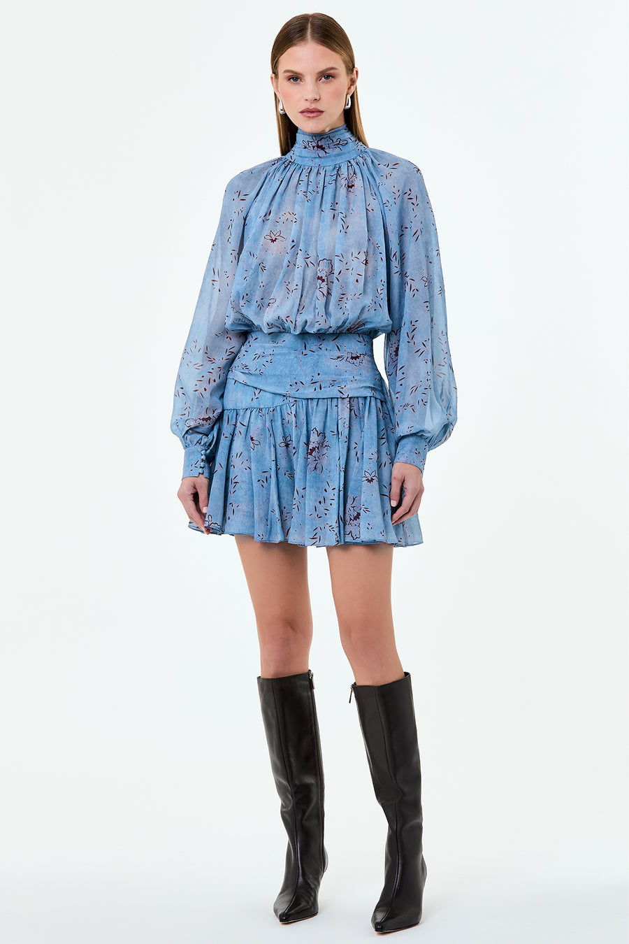 CECILE DRESS - WISTERIA FLORAL BLUE SMOKE