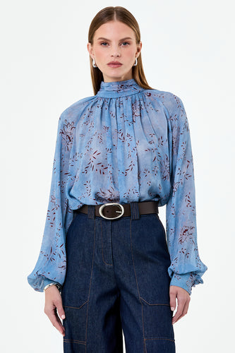 SOLENE TOP - WISTERIA FLORAL BLUE SMOKE