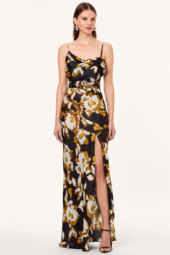 Belira Dress - Olive Blurred Floral Print