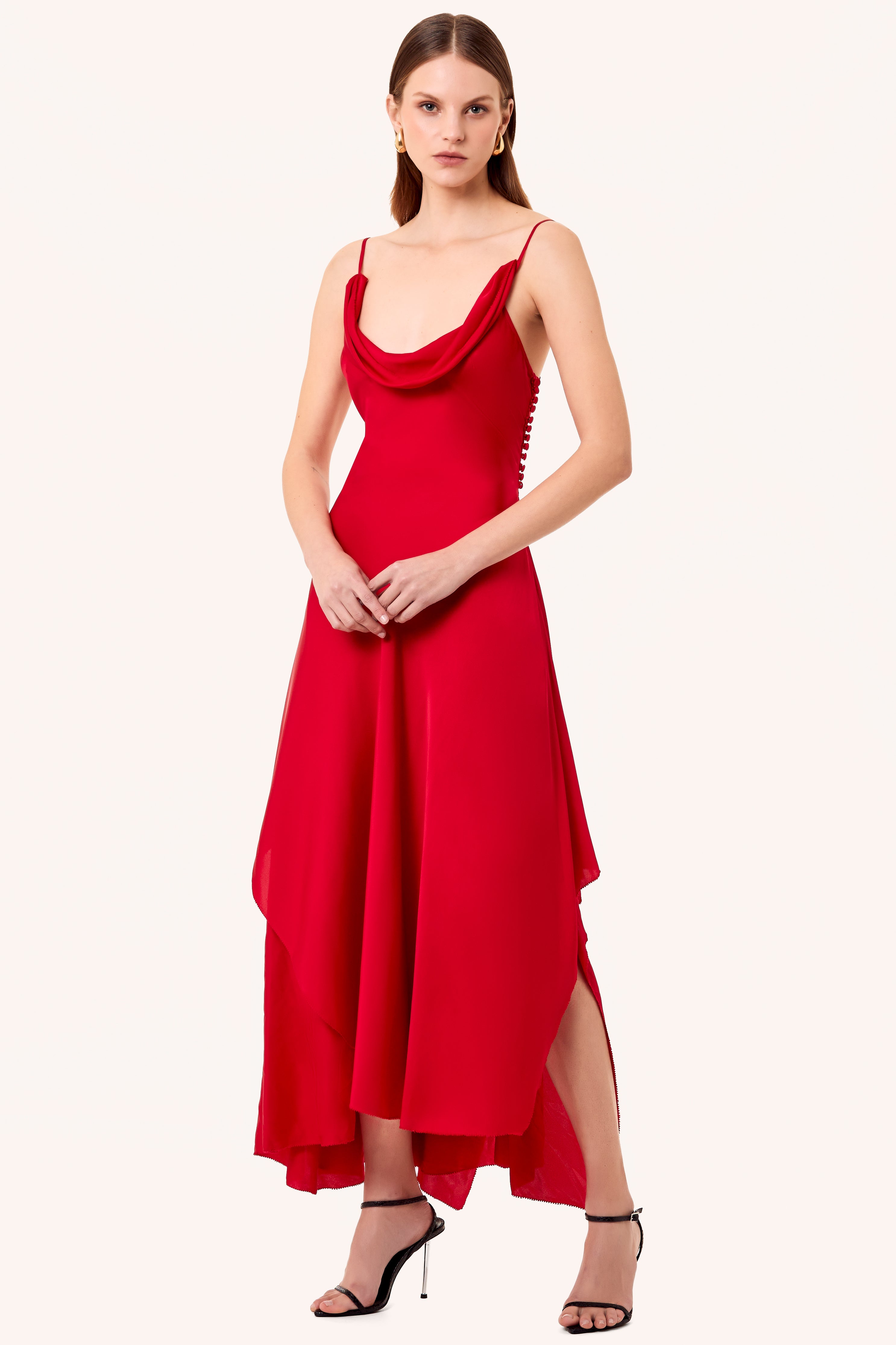 Buy Rare London Lace Trim Midi Dress - Red