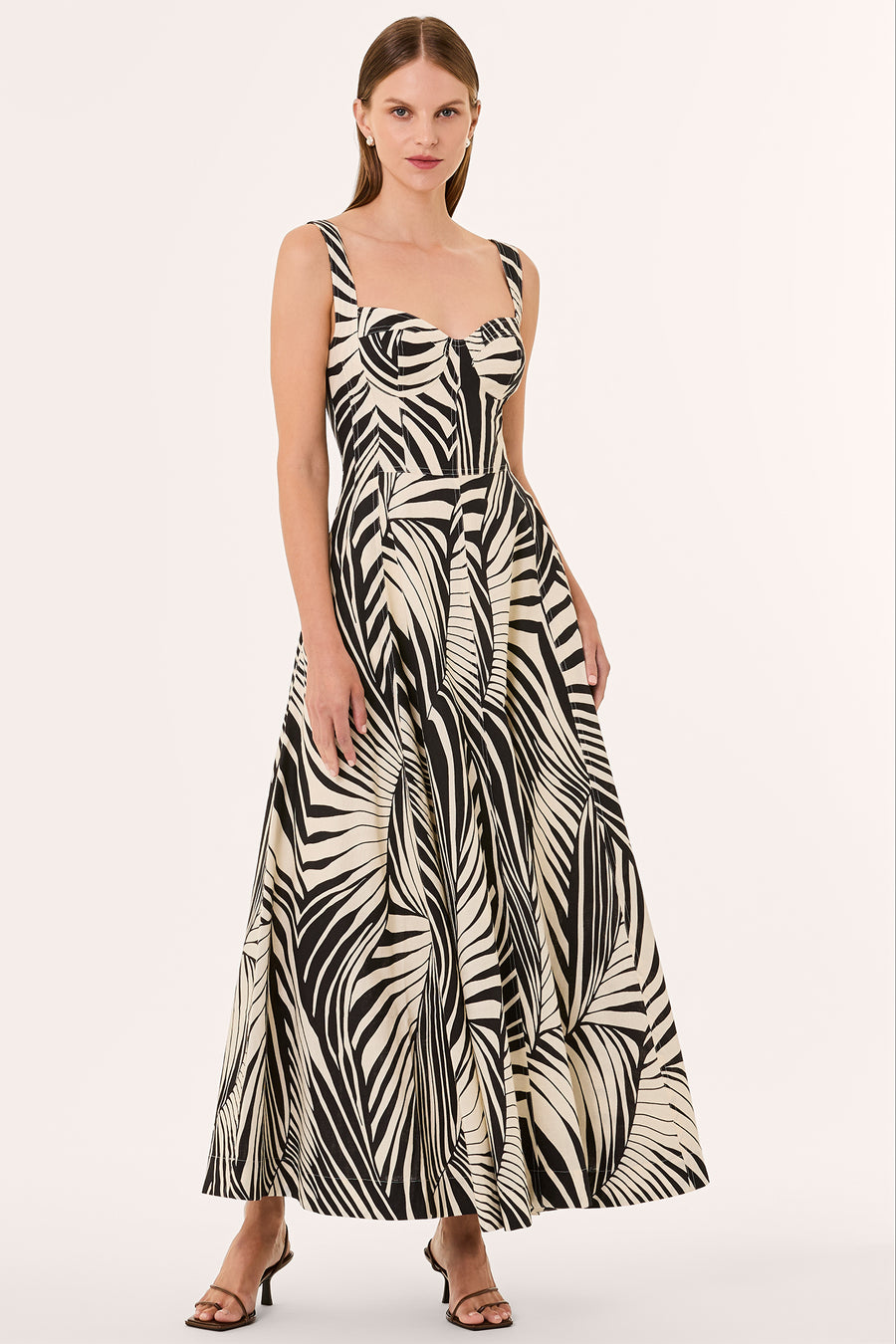 ANYA DRESS - RHEA BLACK PALM