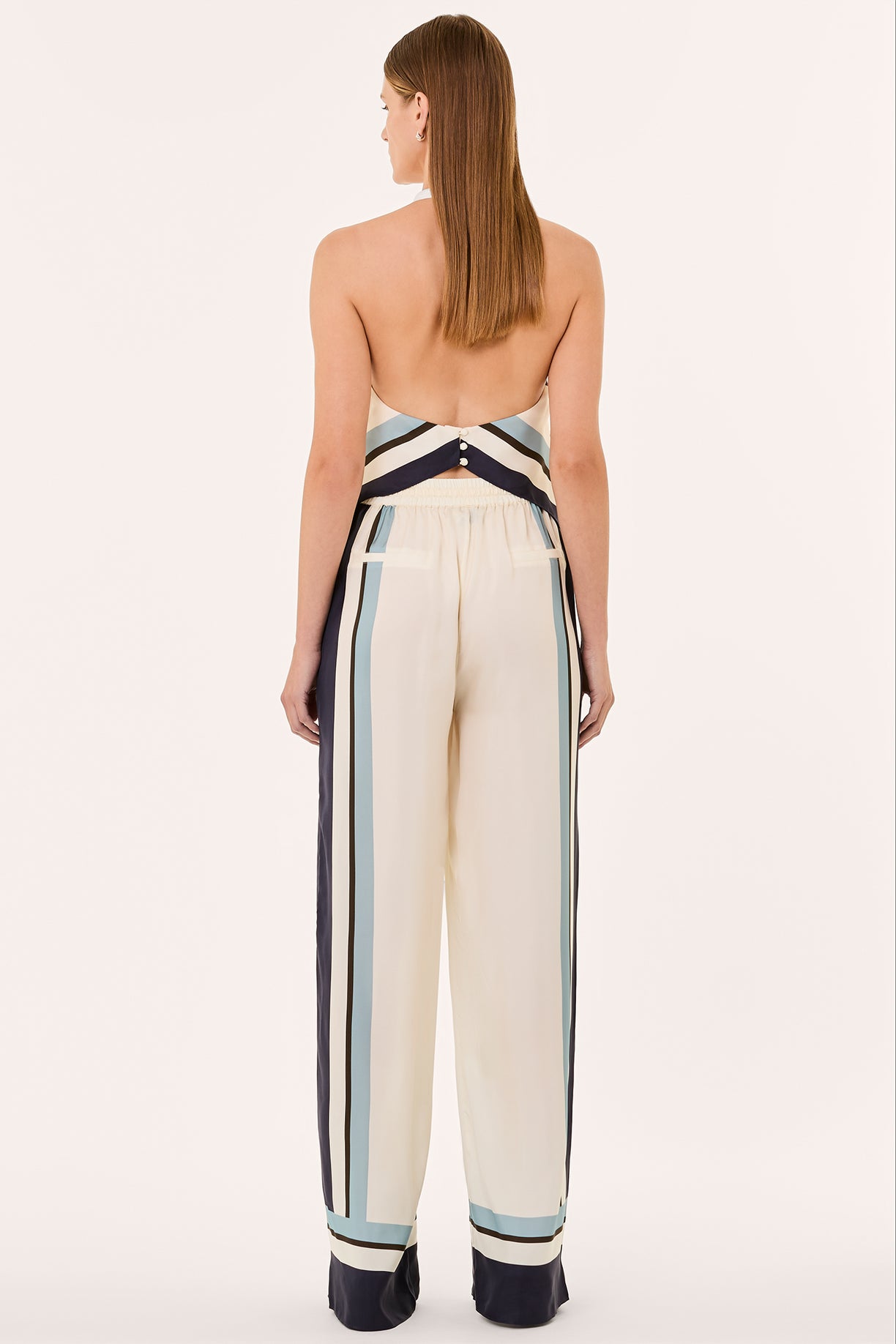 【SKZ I.N.】otona satin wide salopette SANDRA PANT - ATHENS SCARF SKY – NICHOLAS