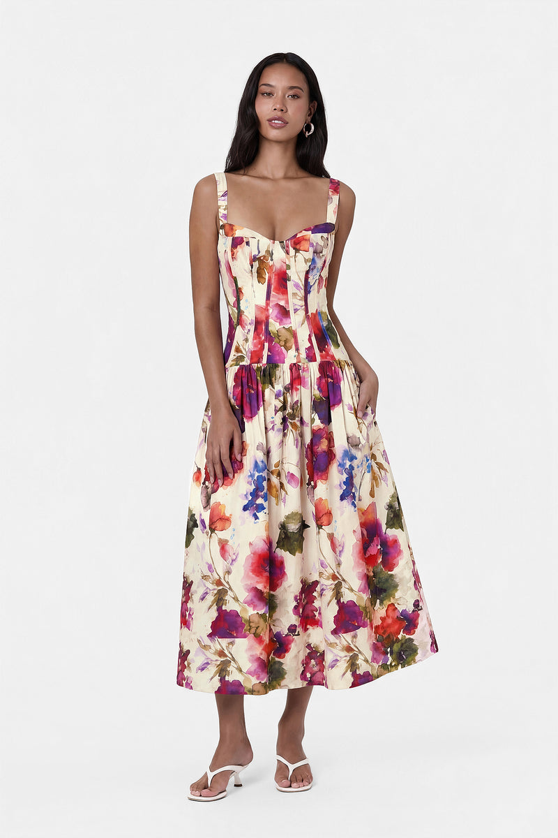 MAKENNA DRESS - WATERCOLOR FLORA