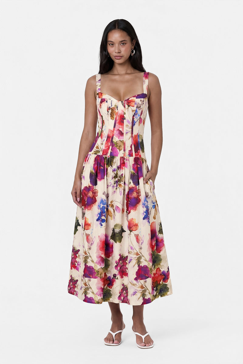 MAKENNA DRESS - WATERCOLOR FLORA