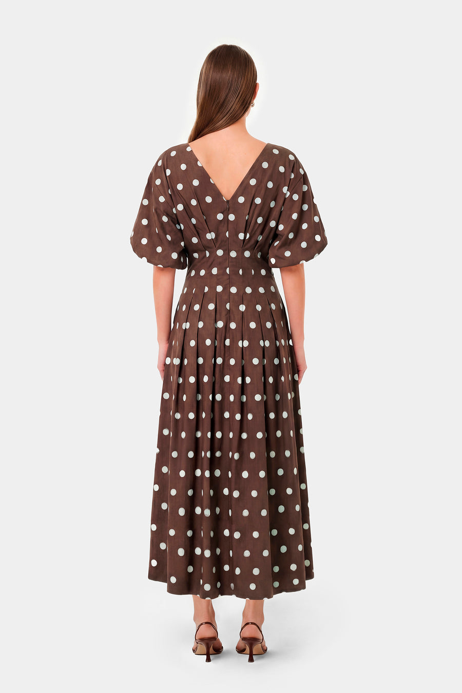 VICKY DRESS - MOCHA POLKA DOT