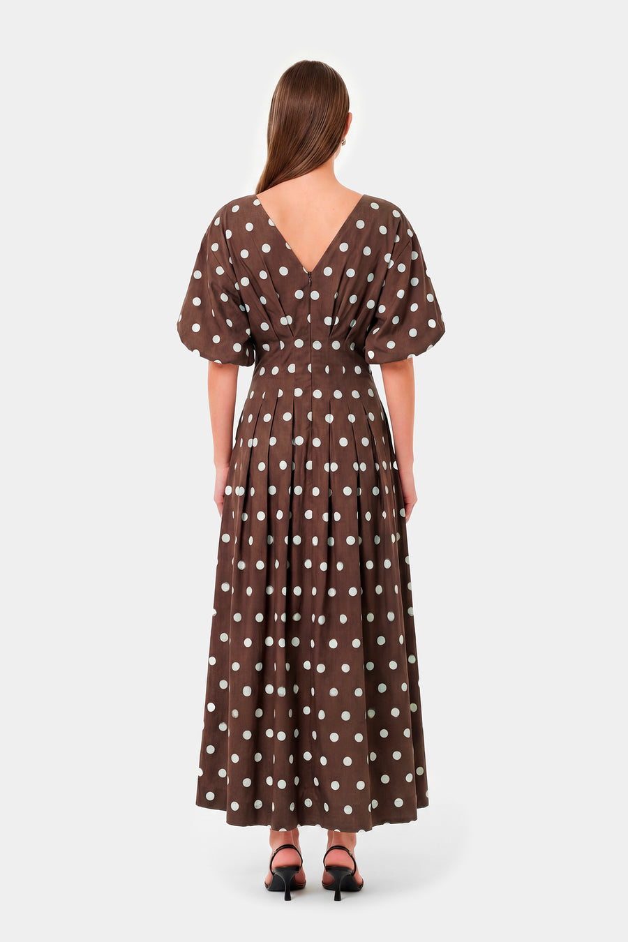 VICKY DRESS - MOCHA POLKA DOT