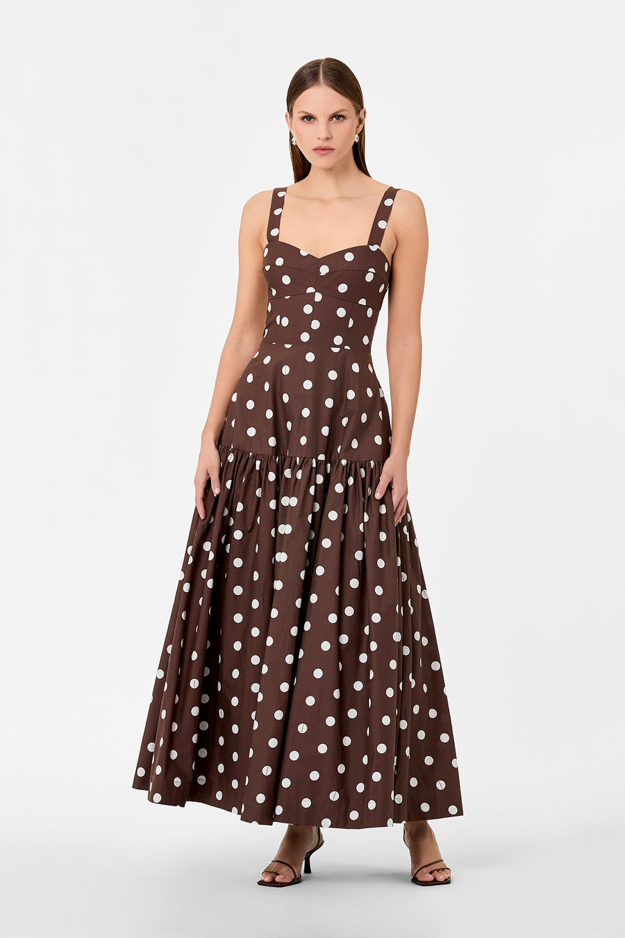 VALERIA DRESS - MOCHA POLKA DOT