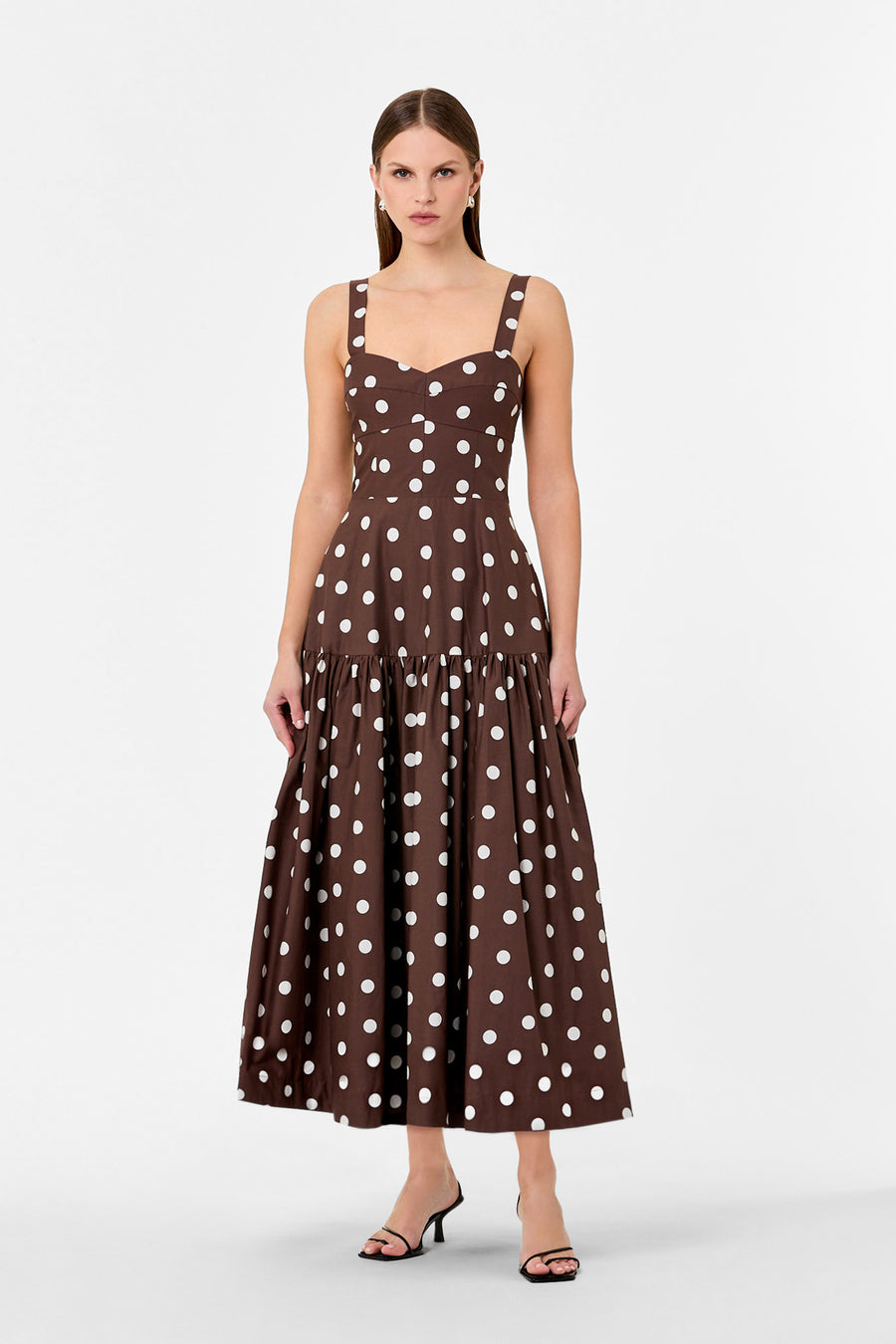 VALERIA DRESS - MOCHA POLKA DOT