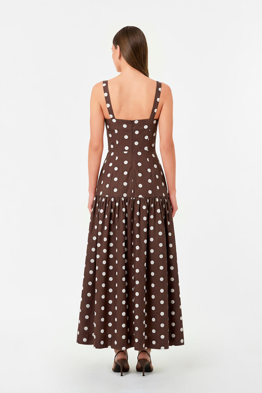 VALERIA DRESS - MOCHA POLKA DOT