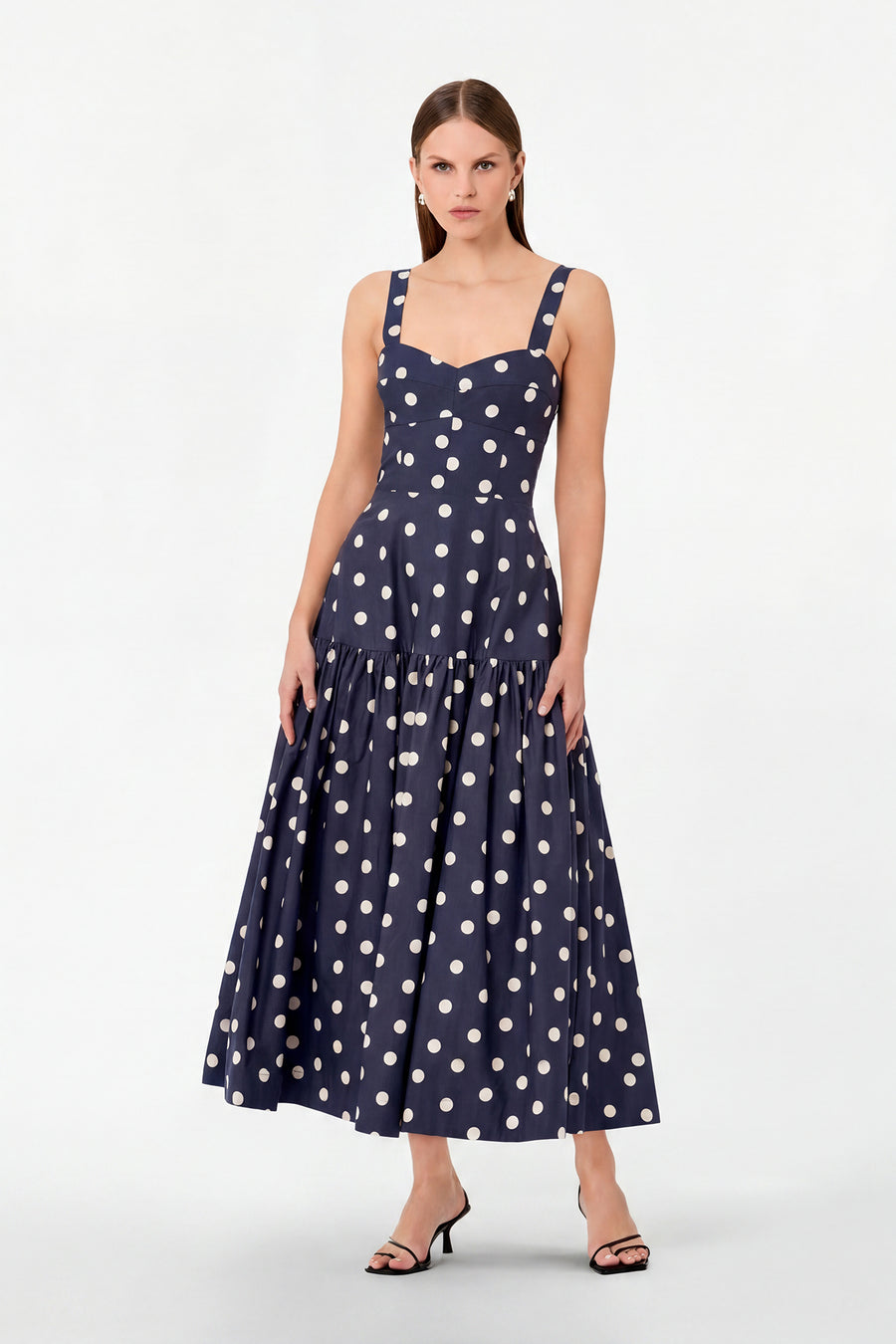 VALERIA DRESS - NAVY POLKA DOT