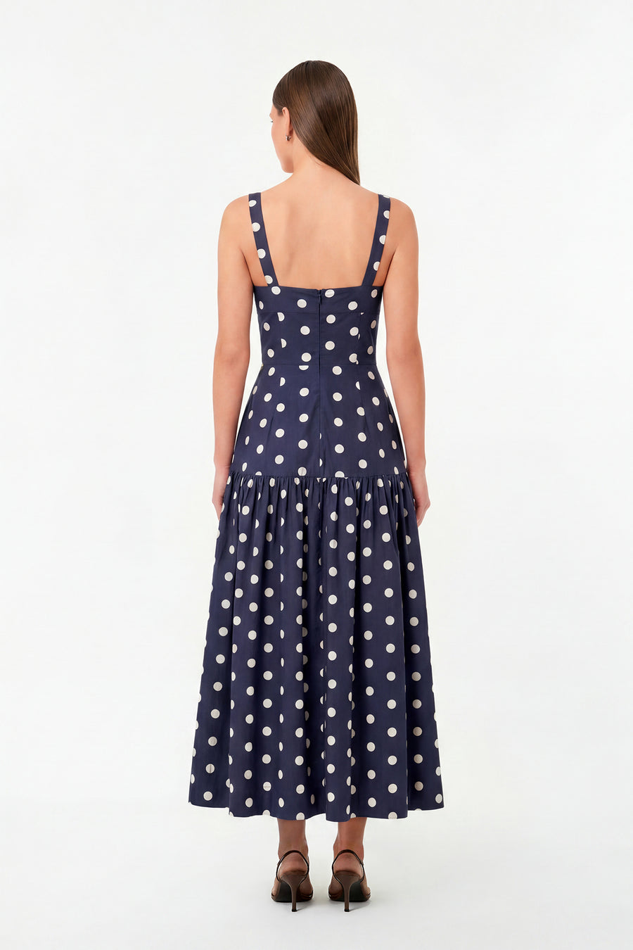 VALERIA DRESS - NAVY POLKA DOT