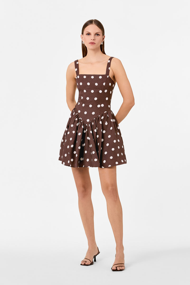 VITTORIA DRESS - MOCHA POLKA DOT