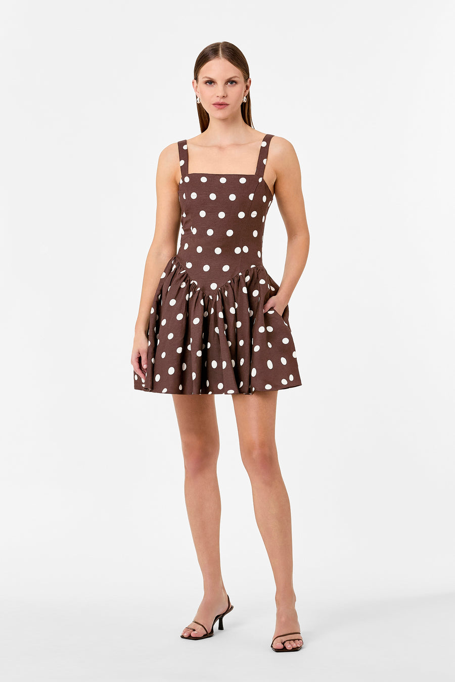 VITTORIA DRESS - MOCHA POLKA DOT