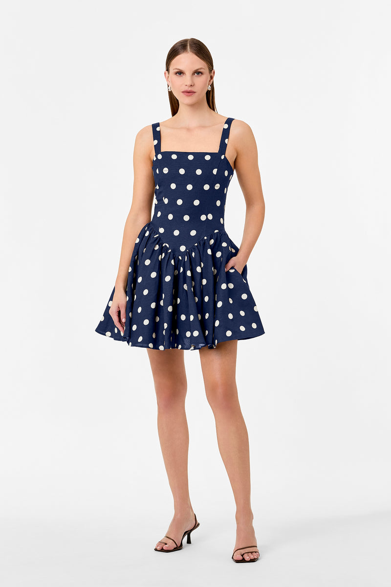 VITTORIA DRESS - NAVY POLKA DOT