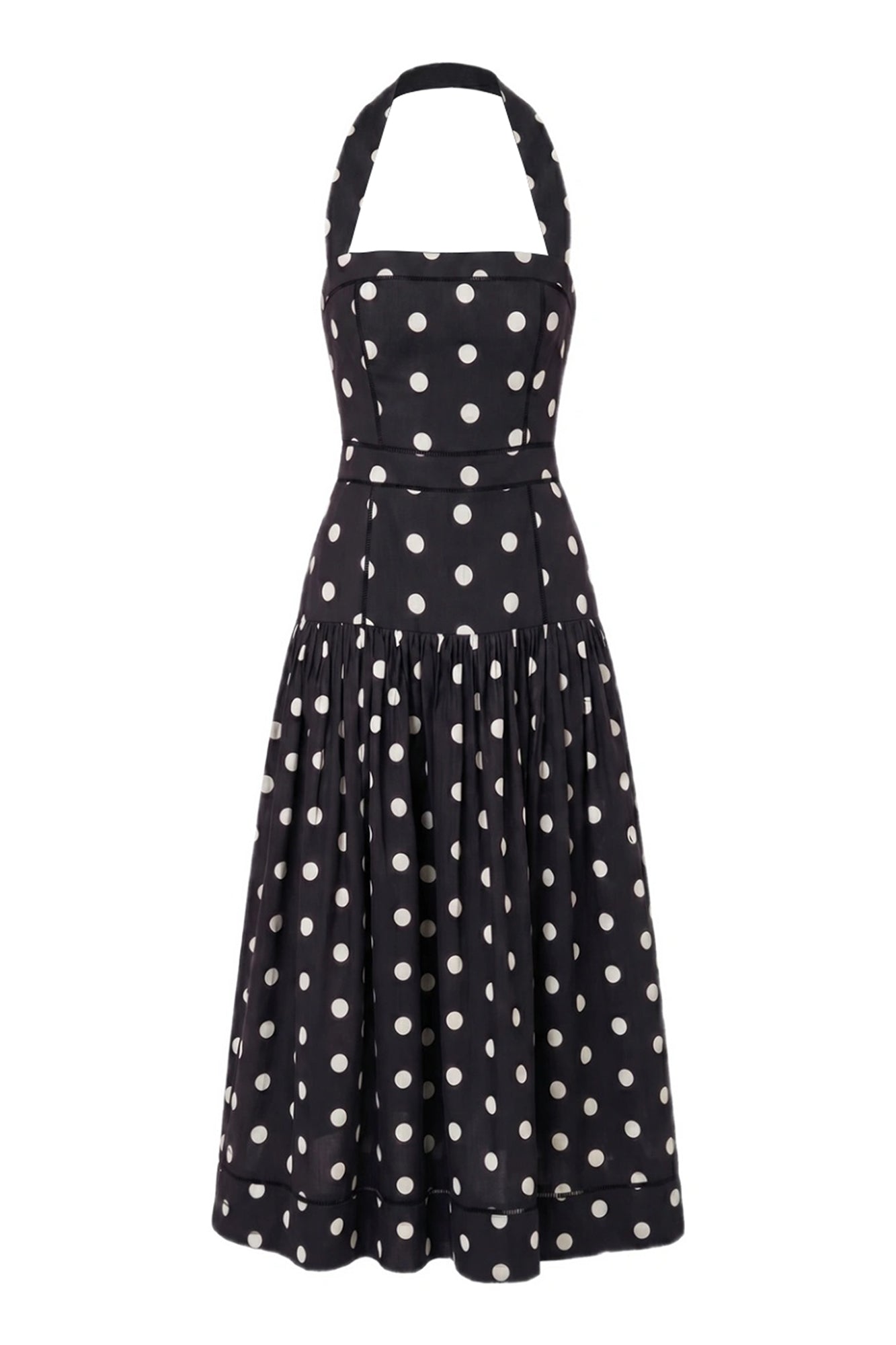 white and black polka dot halter dress Backless Halter Neck Polka Dot Maxi Dress main image 0