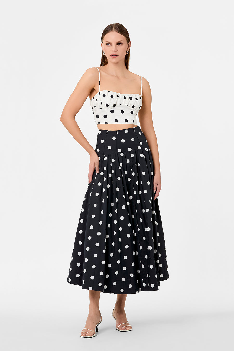 YASMIN SKIRT - BLACK WHITE POLKA DOT