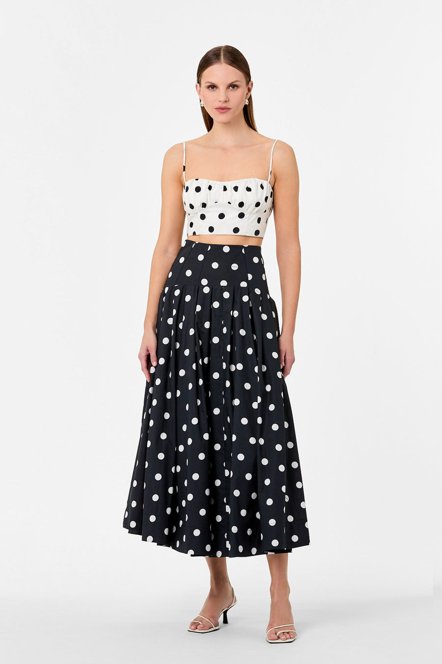 YULIA TOP - WHITE BLACK POLKA DOT