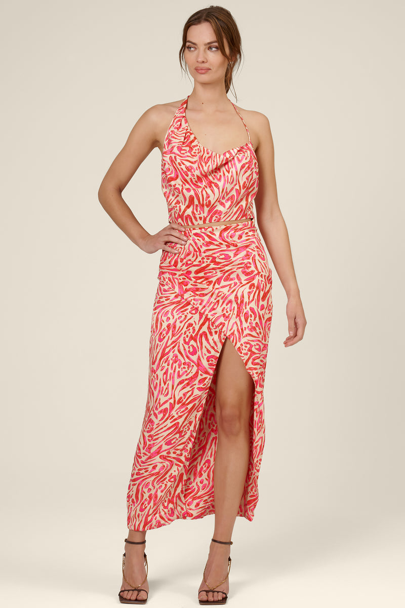 Frances Top - Abstract Leopard Coral