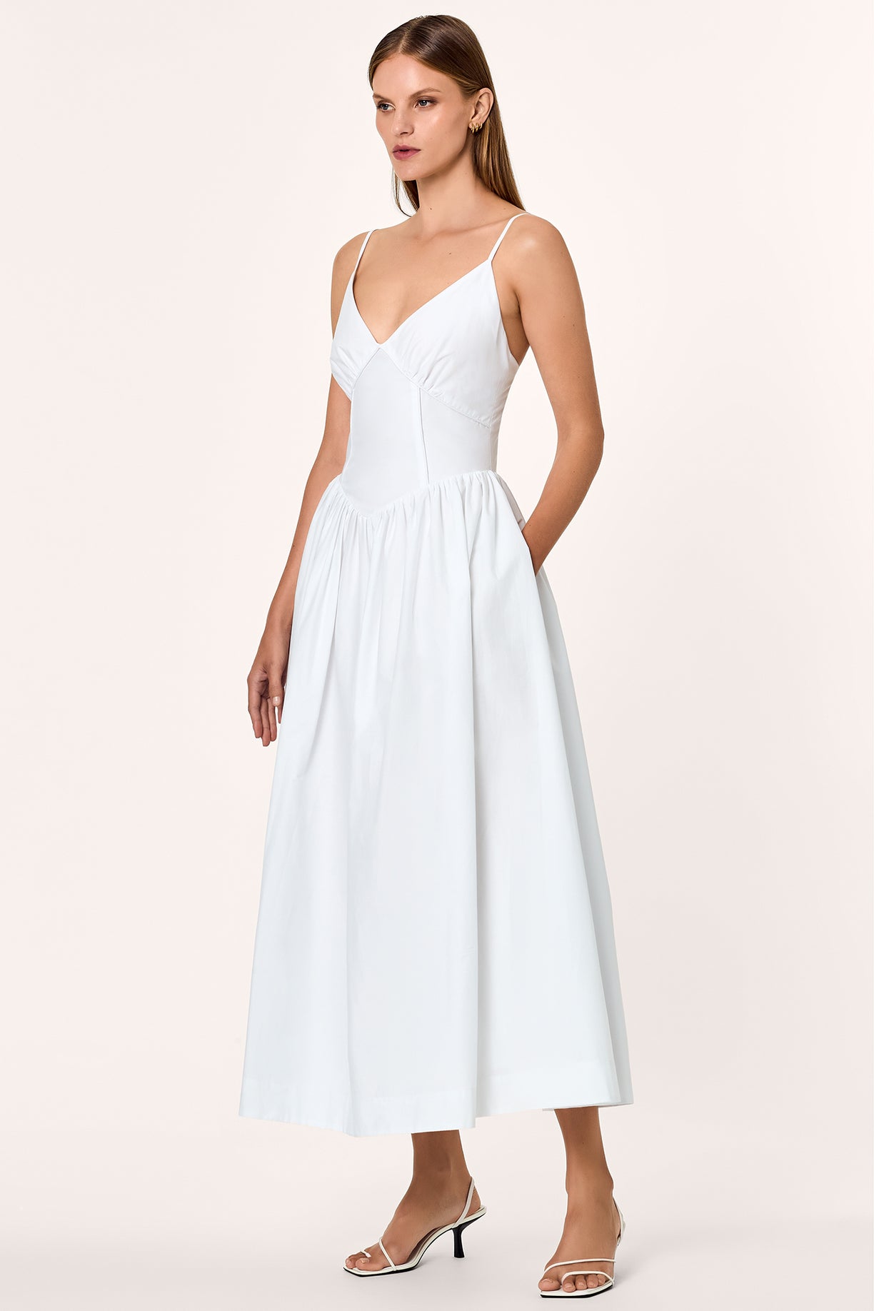 ワンピース NICHOLAS Midi Dress Becker Midi Dress - White – NICHOLAS