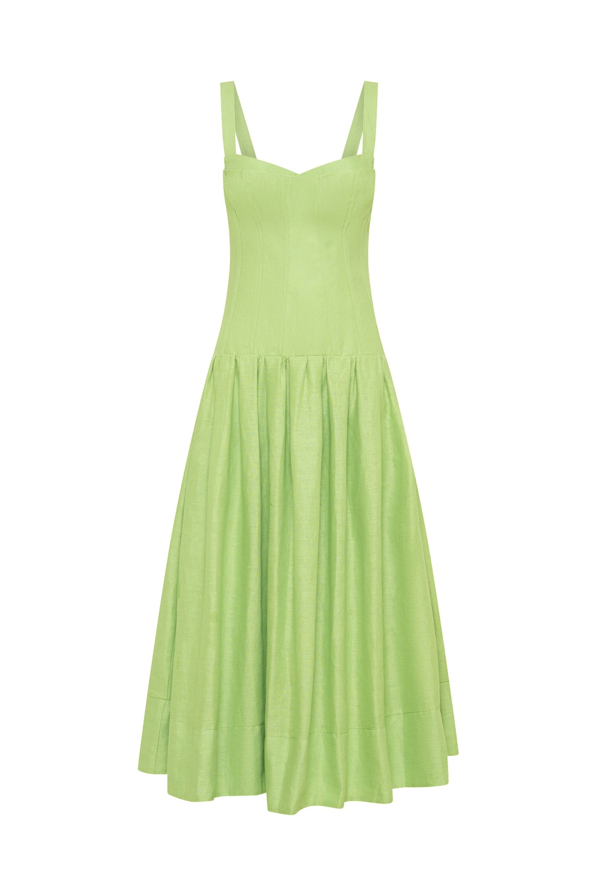 MAKENNA DROP WAIST CORSET MIDI DRESS - LIME – NICHOLAS