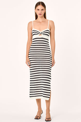 Elora Knit Dress - Cream Black Stripe