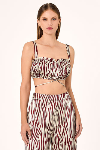 TRACY BUTTON FRONT CROPPED TOP - BRICK TOLEDO PRINT