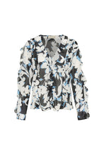 Amira Ruffle Top - Black Blur Print