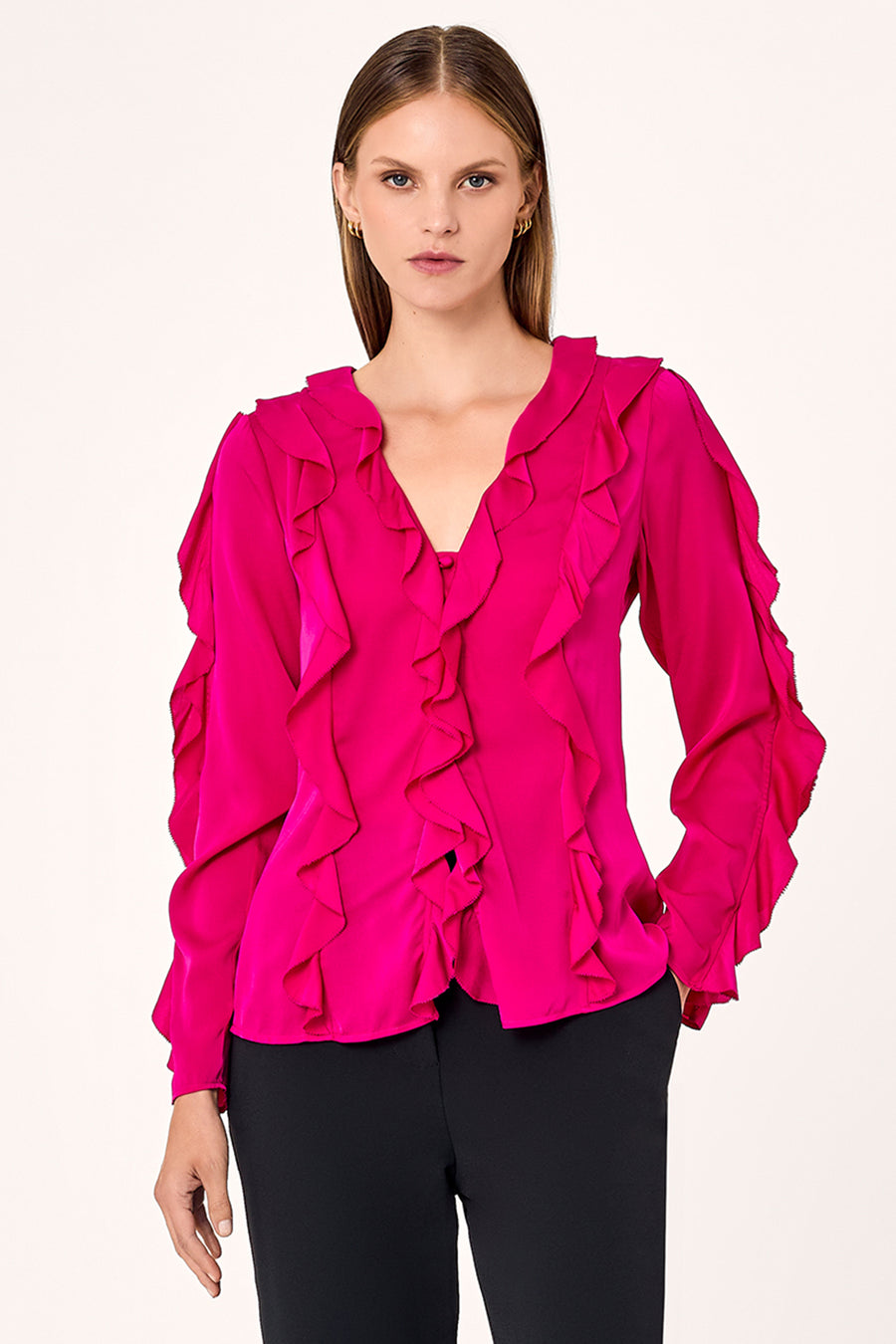 Amira Ruffle Top - Magenta