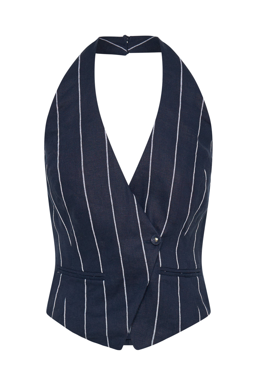 Aurelia Vest - Ink Milk Pinstripe