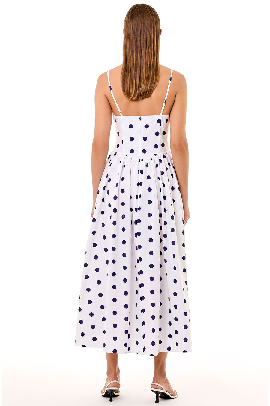 BECKER DRESS - IVORY NAVY POLKA DOT