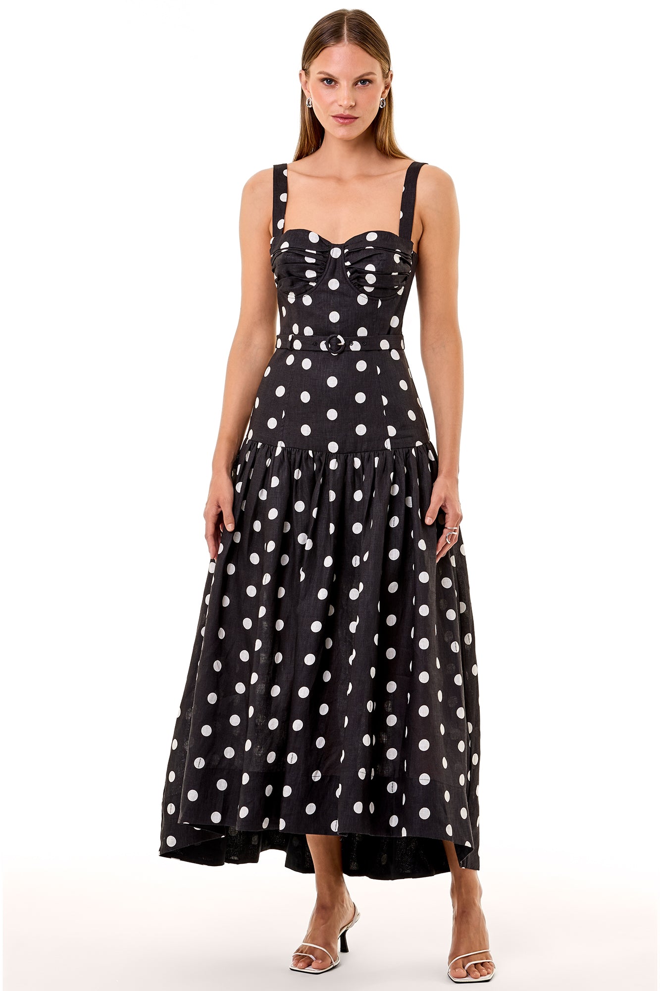 DRENICA DRESS - BLACK IVORY POLKA DOT