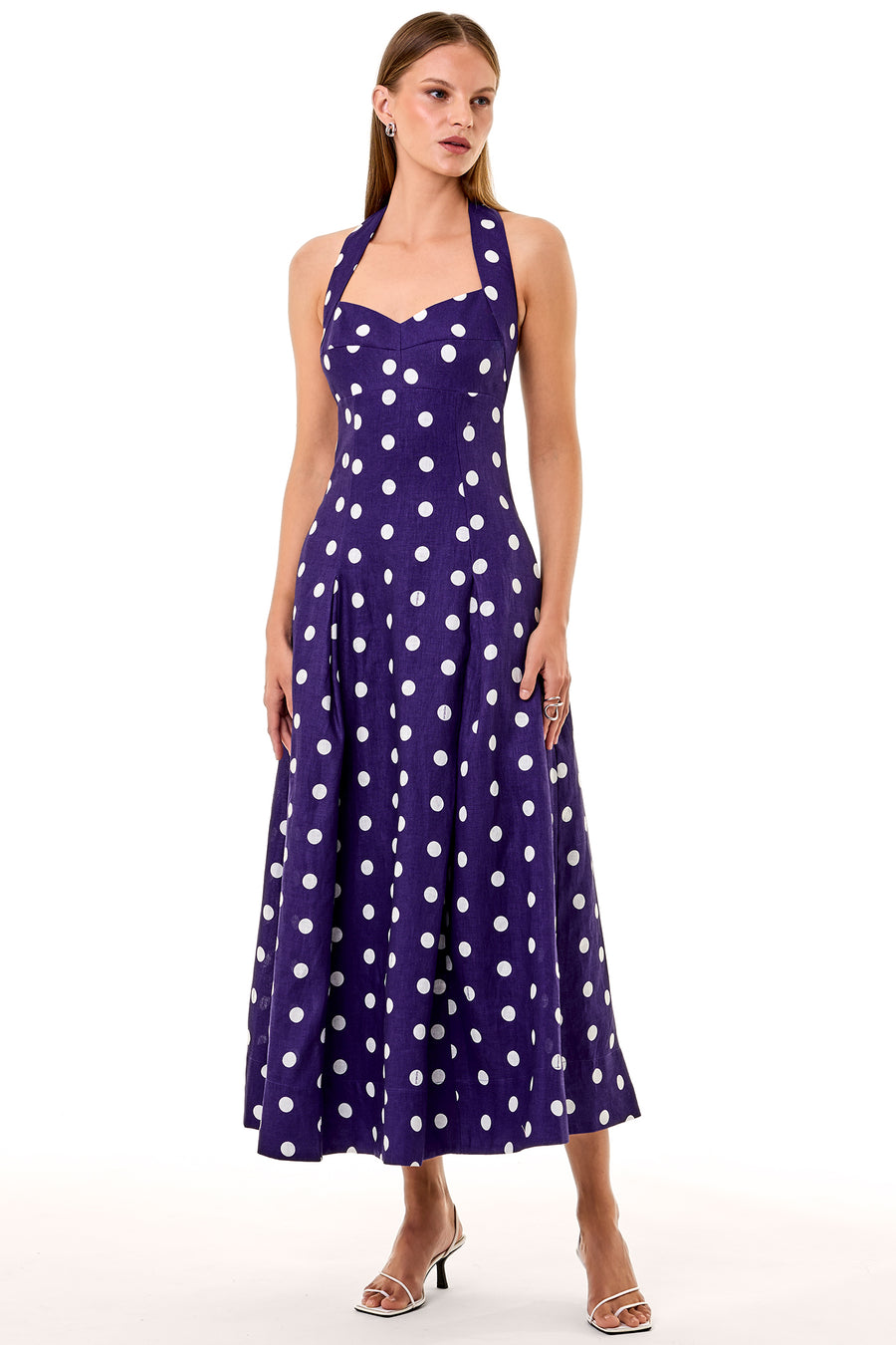 SERAPHINA DRESS - NAVY IVORY POLKA DOT