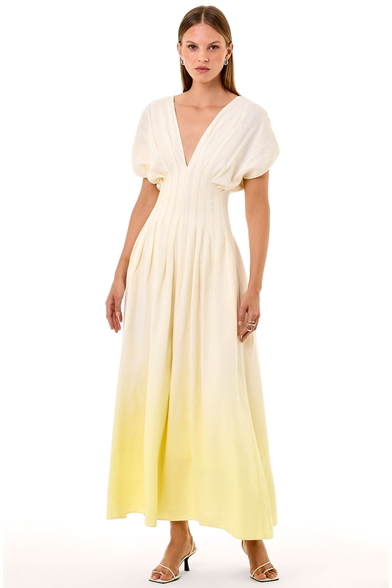 SONYA DRESS - LEMON DIP-DYE