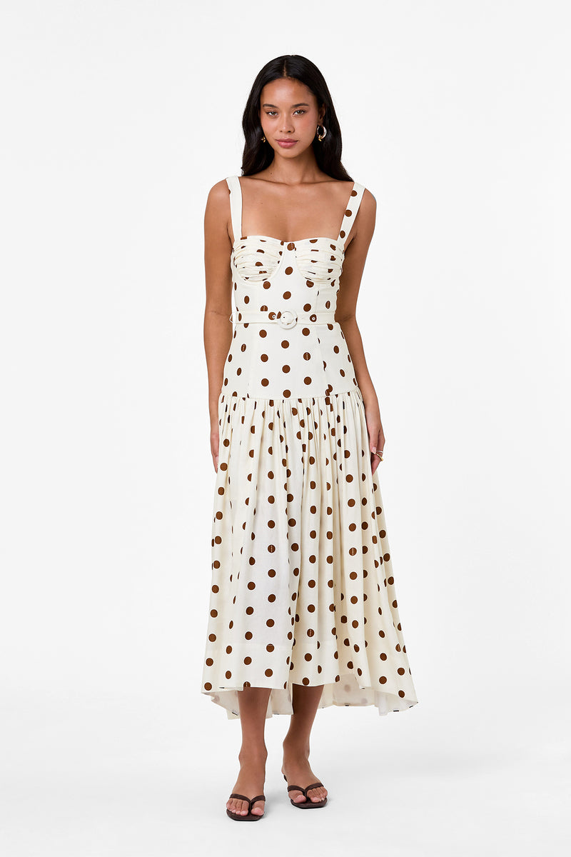 DRENICA DRESS - IVORY / SPICE POLKA DOT