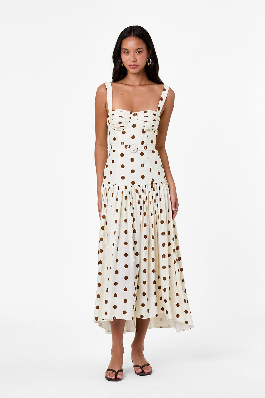 DRENICA DRESS - IVORY / SPICE POLKA DOT