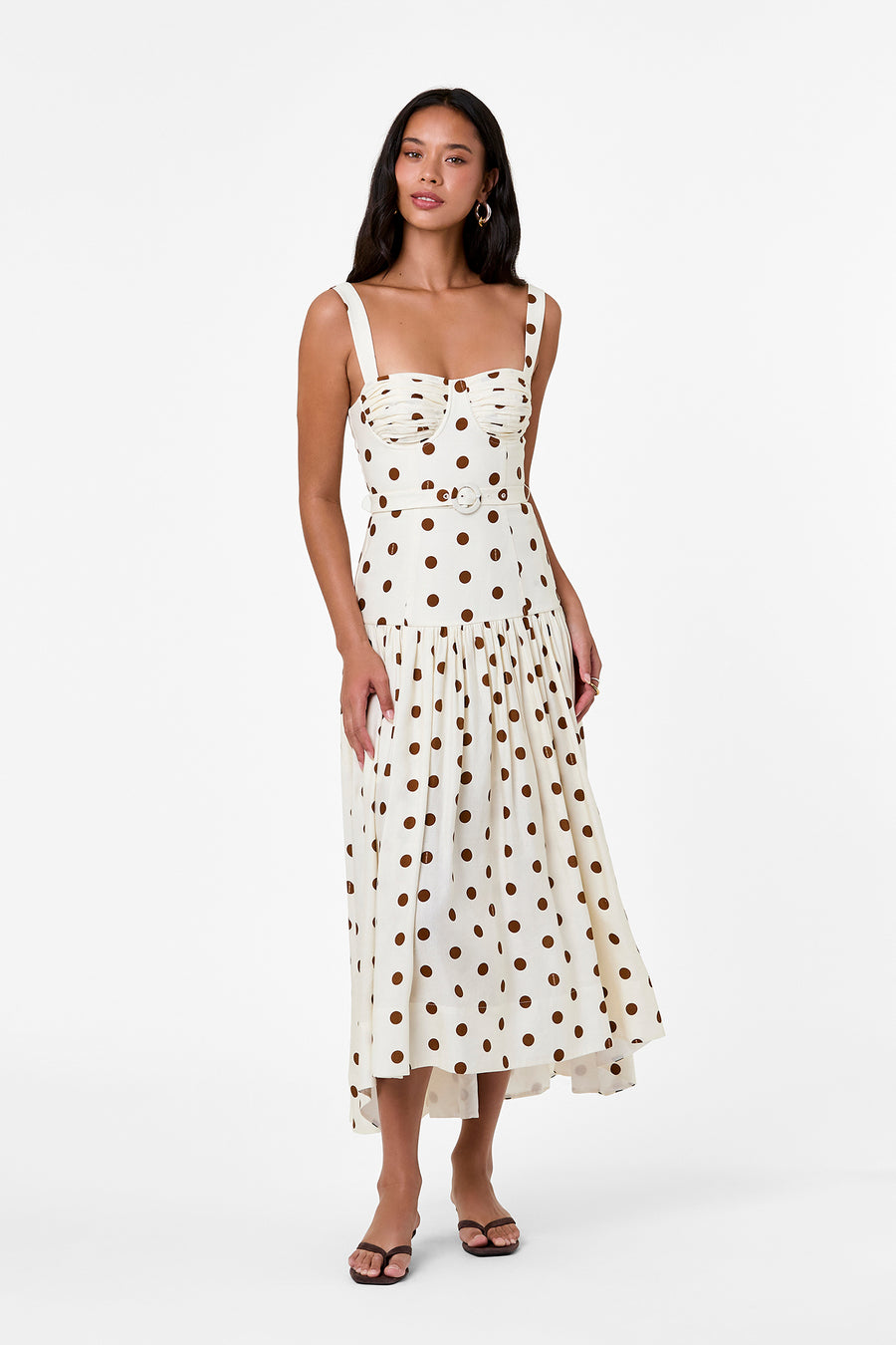 DRENICA DRESS - IVORY / SPICE POLKA DOT