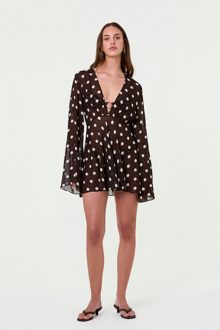 NERISSA DRESS - ESPRESSO IVORY POLKA DOT