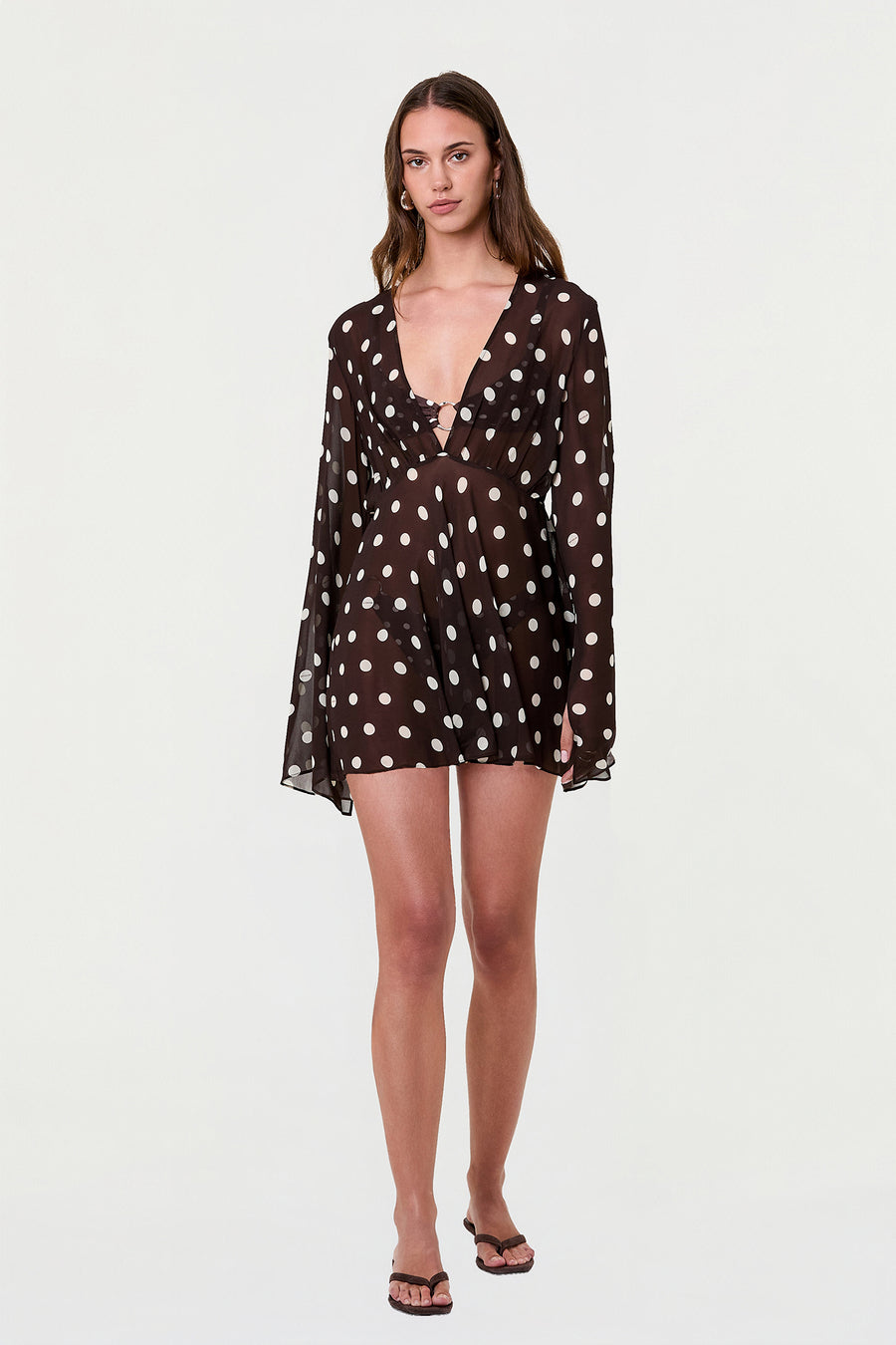 NERISSA DRESS - ESPRESSO IVORY POLKA DOT