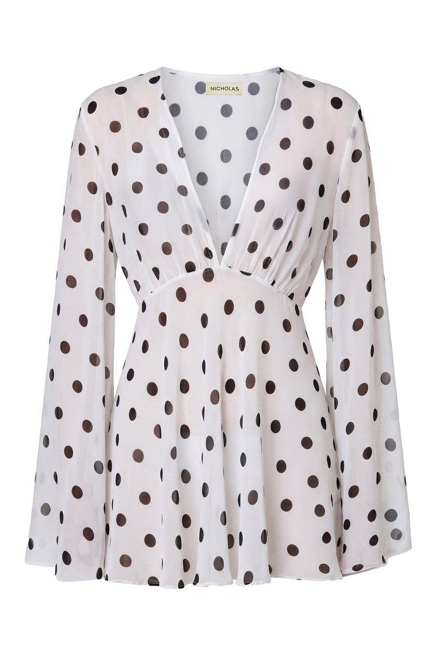 NERISSA DRESS - IVORY BLACK POLKA DOT