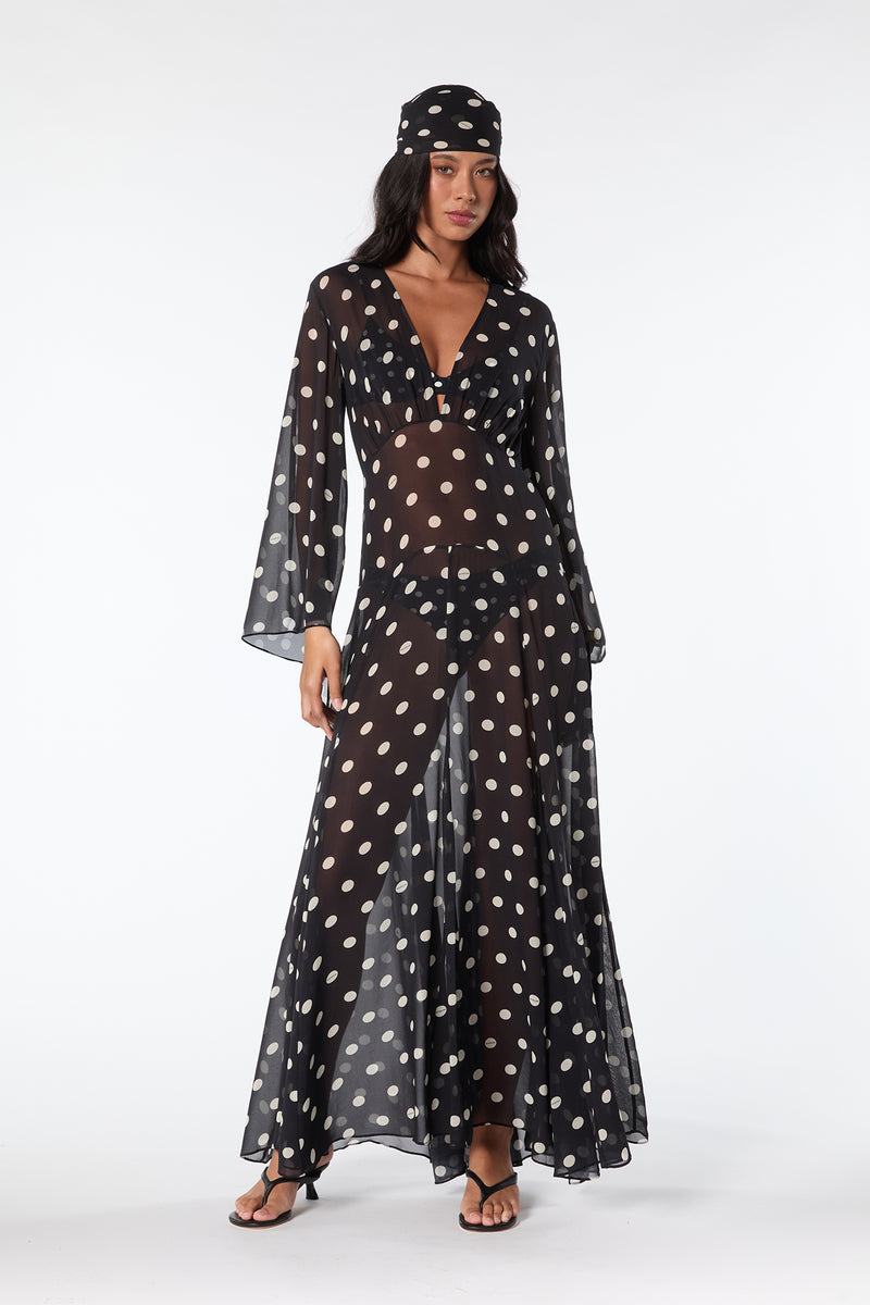 MARELLA DRESS - BLACK IVORY POLKA DOT