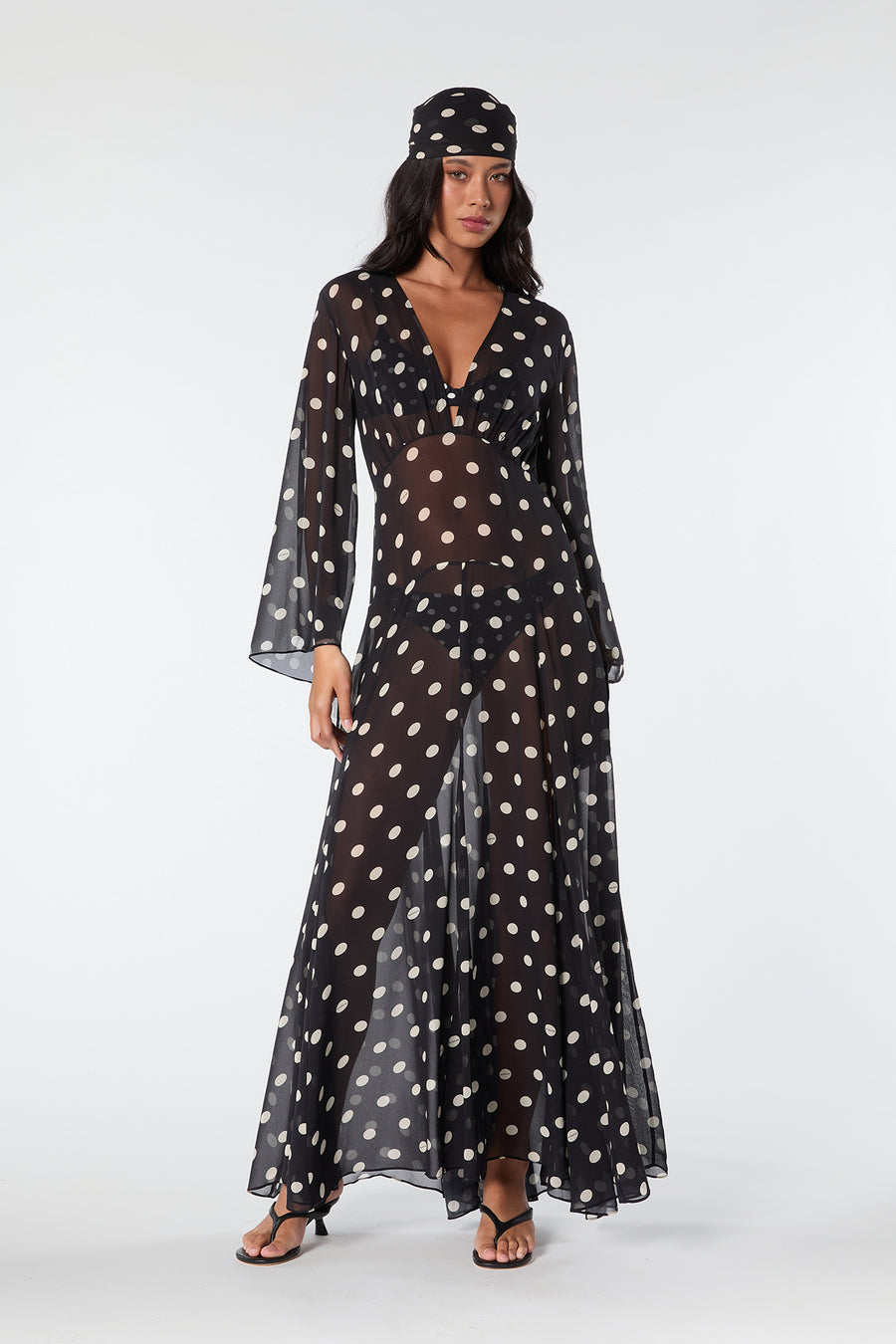MARELLA DRESS - BLACK IVORY POLKA DOT