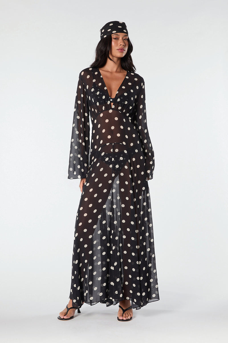 MARELLA DRESS - BLACK IVORY POLKA DOT