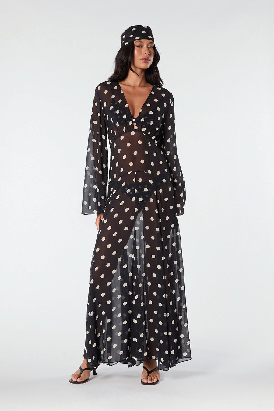 MARELLA DRESS - BLACK IVORY POLKA DOT