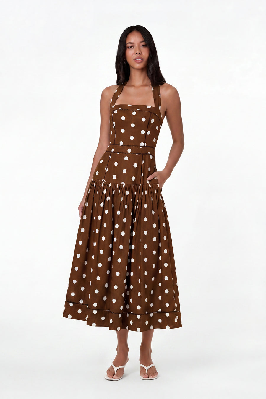 VIVIANNE DRESS - SPICE IVORY POLKA DOT