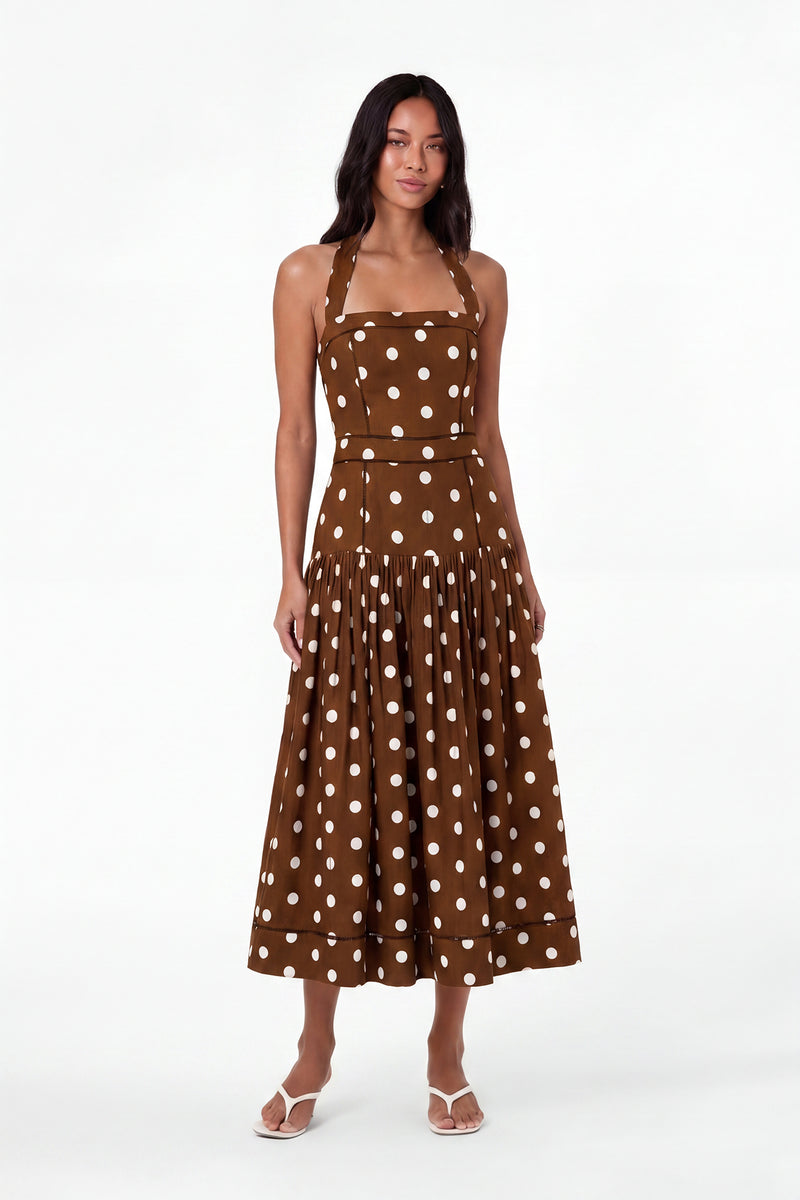 VIVIANNE DRESS - SPICE IVORY POLKA DOT