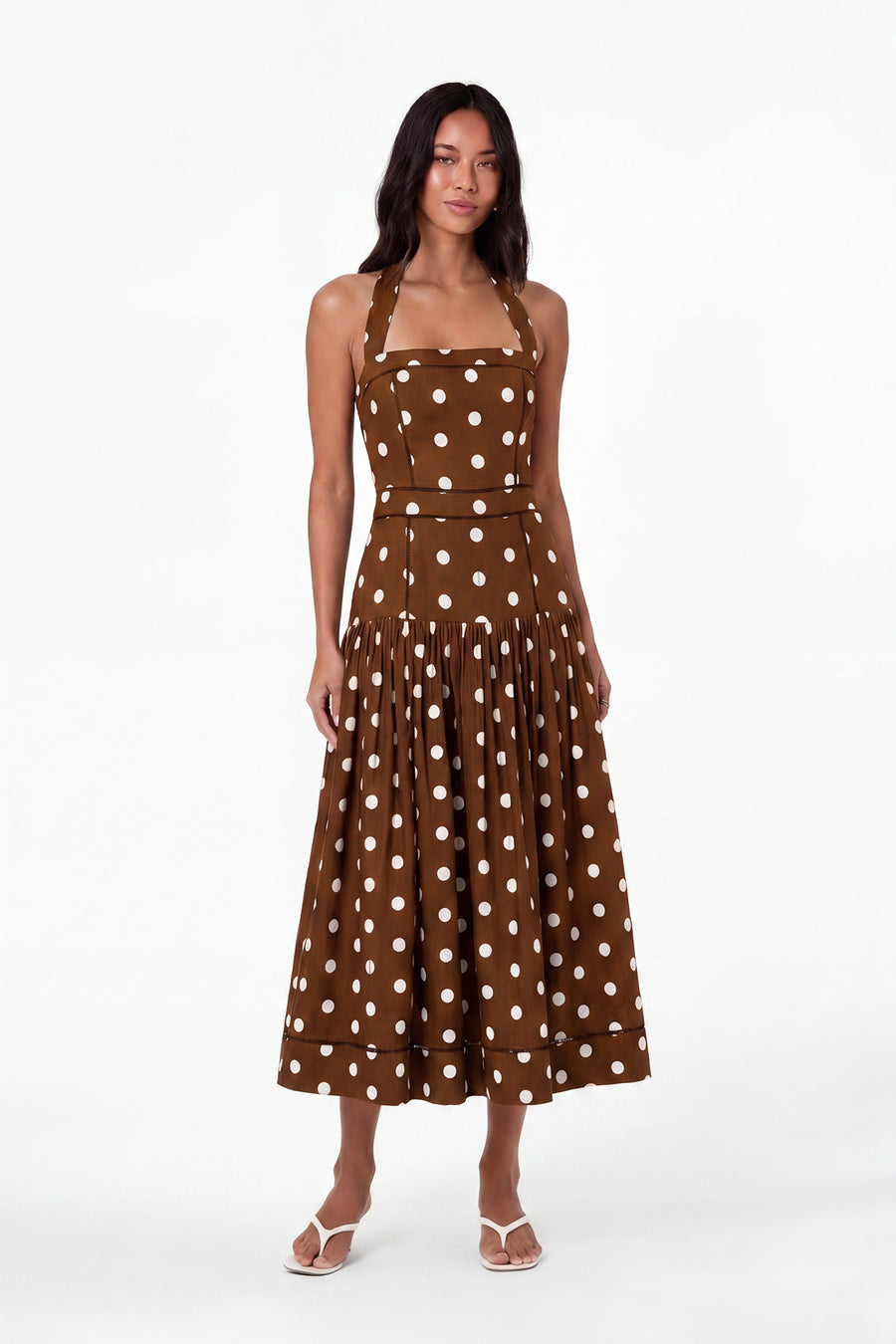 VIVIANNE DRESS - SPICE IVORY POLKA DOT