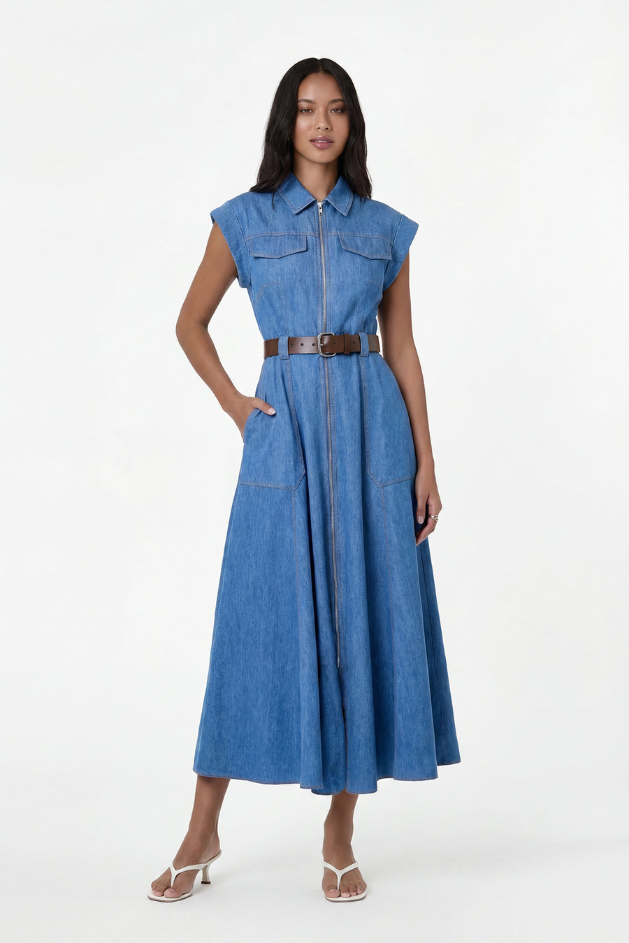 TRISHA DRESS - LIGHT WASH